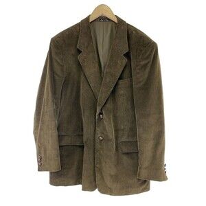 Monsieur Adolfo Brown Corduroy Suit Jacket Two Button Flap Pockets Collared XL